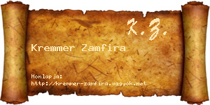 Kremmer Zamfira névjegykártya